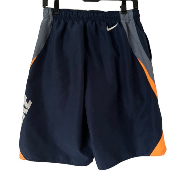 Nike Navy Blue Spell Out Logo Men’s Swim Trunks Size Medium - Picture 2 of 5